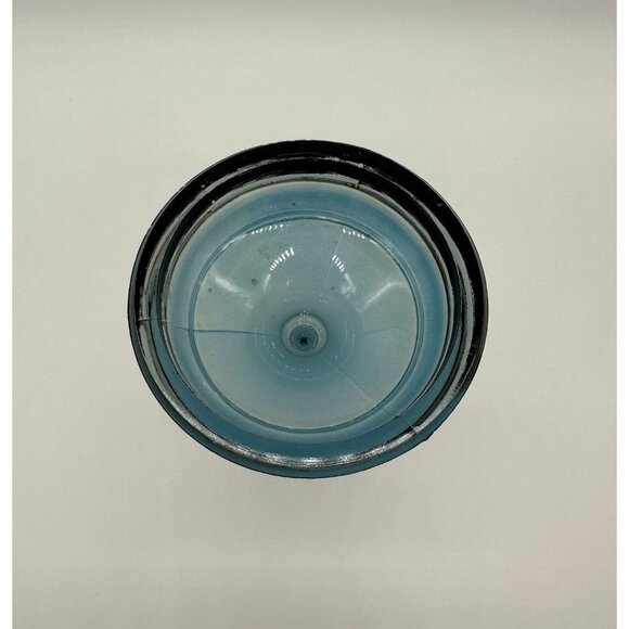 Vintage Glass Candlestick Holder Blue Black Ribbed 1940s Mid Century Decor - Picture 6 of 10